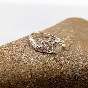 925 zilveren ring, glanzend met zirkonia, wit