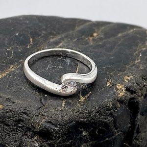 925 zilveren ring, mat en glanzend met zirkonia, wit
