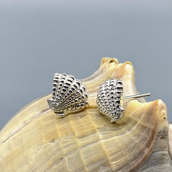 Ohrstecker 925 Silber maritim Muschel Scallop/Shell weiß