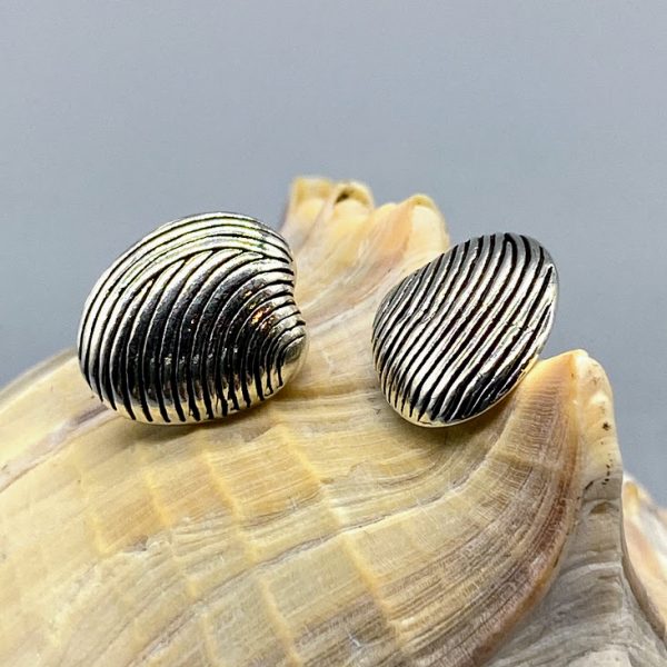 Ohrstecker 925 Silber maritim Muschel groß schwarz
