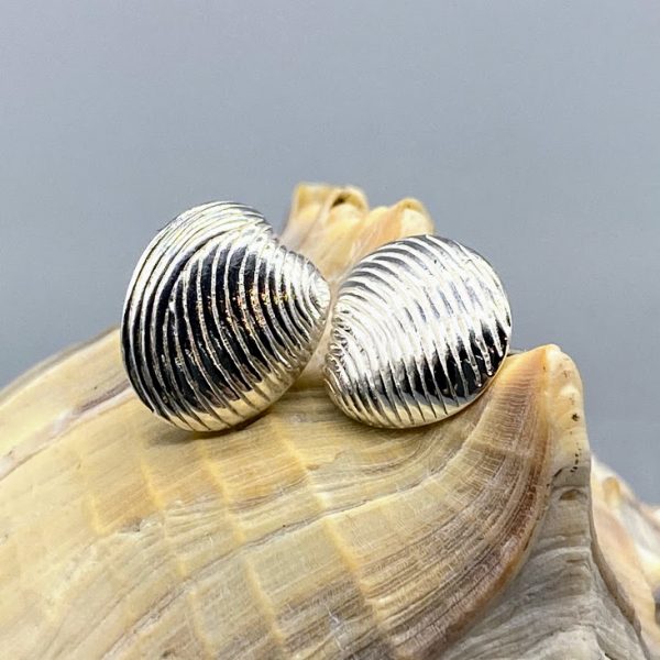 Ohrstecker 925 Silber maritim Muschel groß weiß