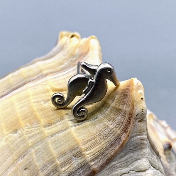 Oorstekers 925 zilver maritiem zeepaardje klein mat