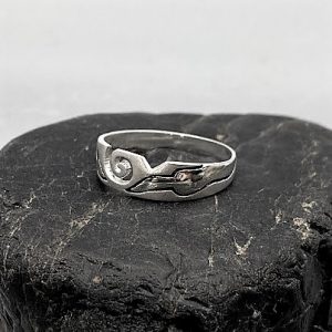 925 zilveren ring, mat en glanzend met gravure