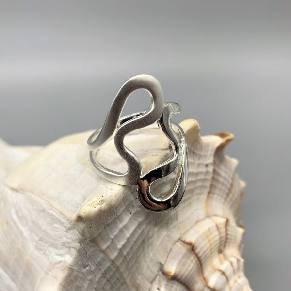 925 zilveren ring, mat en glanzend