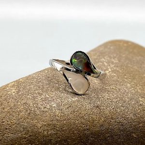 925 zilveren ring, glanzend met echt parelmoer, paua