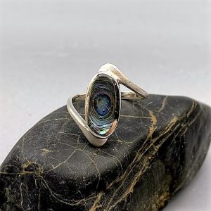 925 zilveren ring, glanzend met echt parelmoer, paua