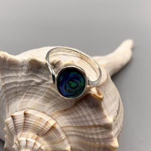 925 zilveren ring, glanzend met paua schelp