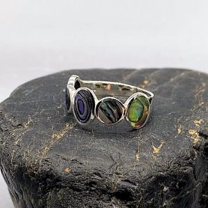 925 zilveren ring, glanzend met paua schelp
