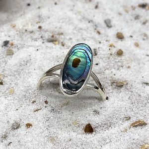 925 zilveren ring, glanzend met paua