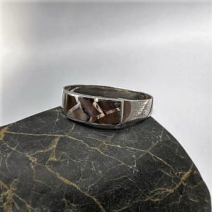 925 zilveren ring, glanzend met echt parelmoer, paua