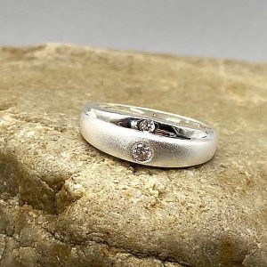925 zilveren ring, mat en glanzend met zirkonia, wit
