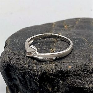 925 zilveren ring, mat en glanzend met zirkonia steen, wit