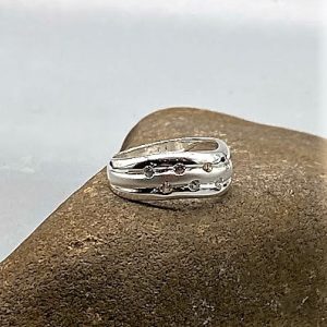 925 zilveren ring, mat/glanzend met zirkonia steentjes