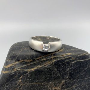 925 zilveren ring, mat / glanzend met zirkonia, wit