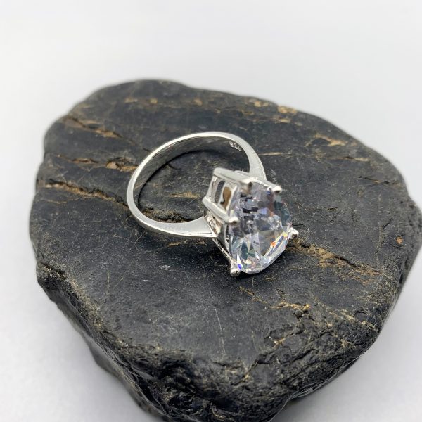 925 zilveren ring, mat en glanzend met zirkonia, wit