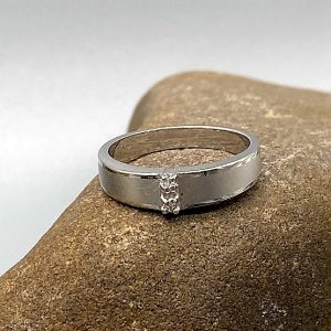 925 zilveren ring, mat en glanzend met zirkonia, wit