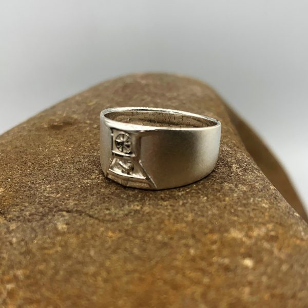 925 Silberring, satiniert mit Motiv "Zeche"