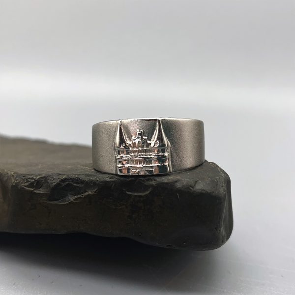 925 Silberring, satiniert mit Motiv "Lübecker Holstentor"