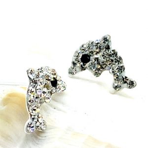 Oorknopjes 925 zilver met kristal, maritiem, dolfijn verschillende kleuren