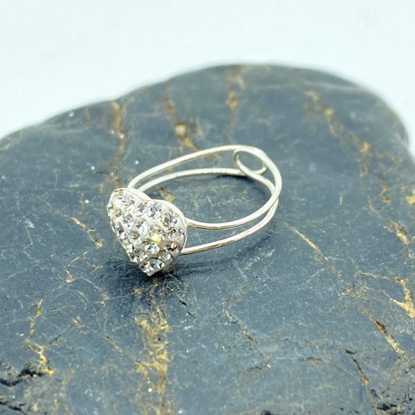 Ring 925 Silber Kind / Zehenring mit Kristall, weiß