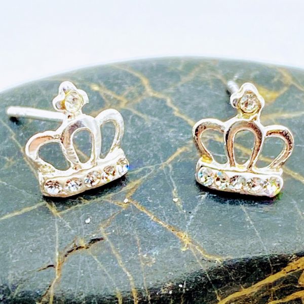 Oorstekers 925 zilver met kristal, kroontje