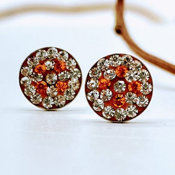 Oorstekers 925 zilver met kristal, klein oranje
