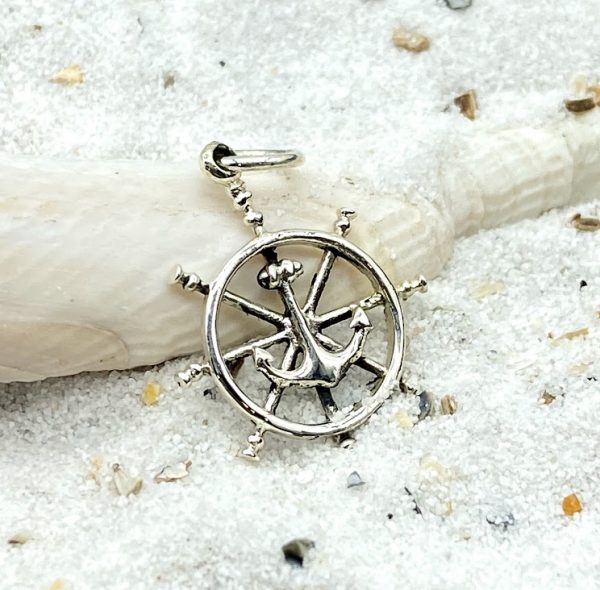 Anhänger 925 Silber maritim Steuerrad mit Anker