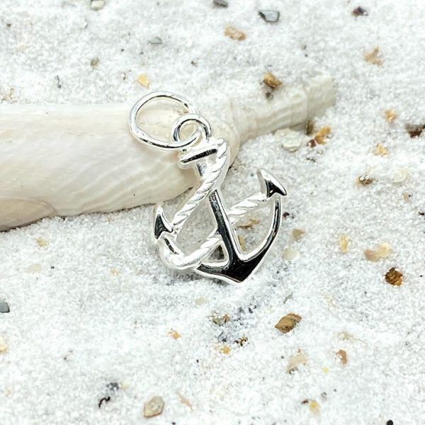 Hanger 925 zilver maritiem anker M met touw