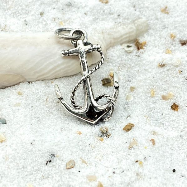 Hanger 925 zilver maritiem anker L met touw