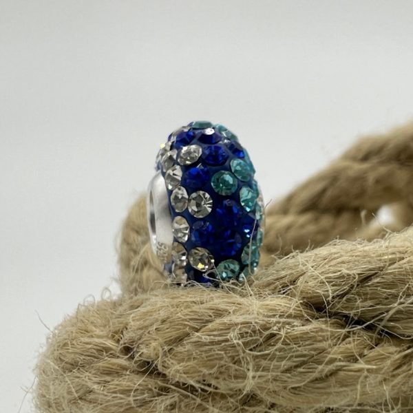 LIVINCI Bead "Golf" 925 zilver met kristal, turquoise-blauw-wit