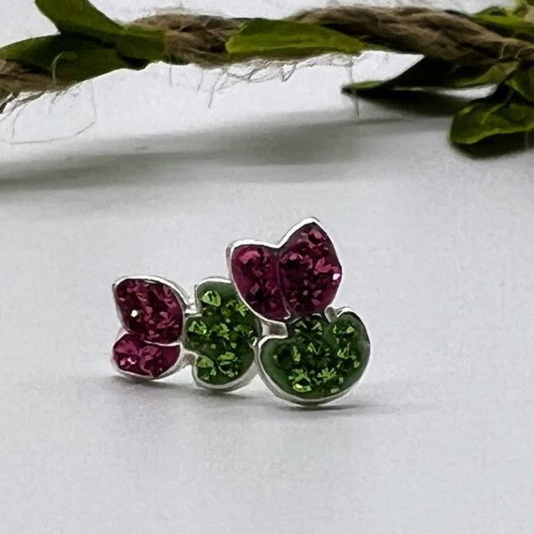 Ohrstecker 925 Silber mit Kristall Tulpe pink