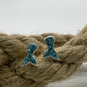 Ohrstecker 925 Silber mit Kristall Schwanzflosse Meerjungfrau blau