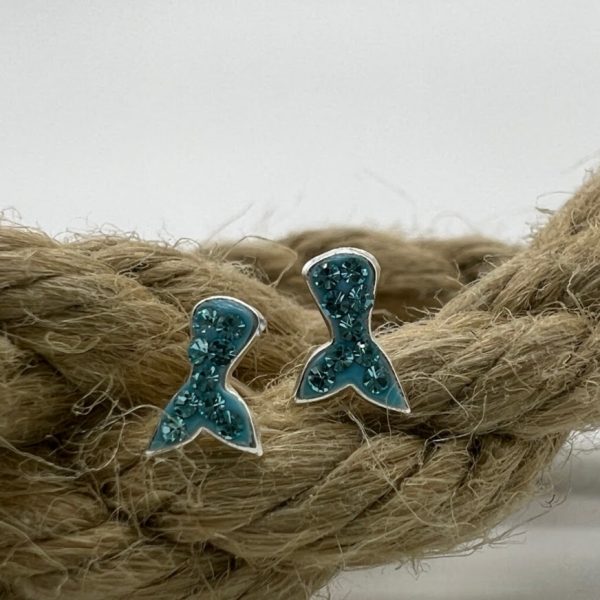 Ohrstecker 925 Silber mit Kristall Schwanzflosse Meerjungfrau blau