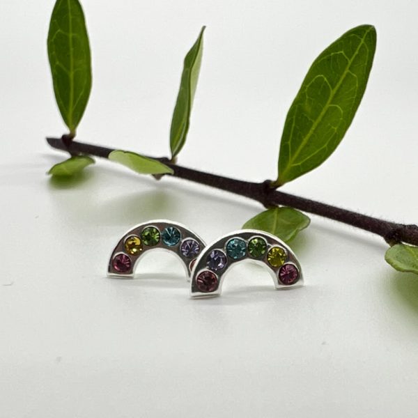 Ohrstecker 925 Silber mit Kristall Regenbogen