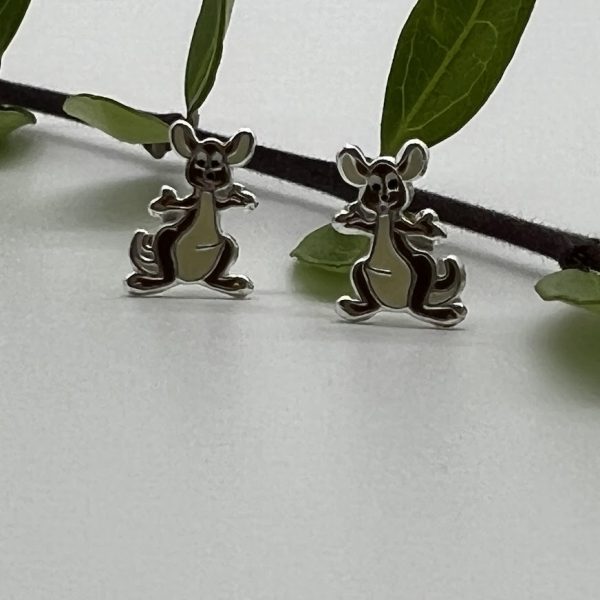 Ohrstecker 925 Silber Kanguru emailliert braun