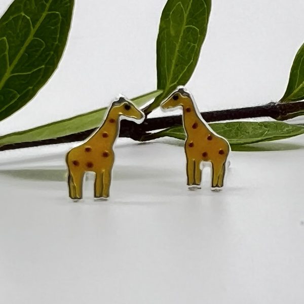 Ohrstecker 925 Silber Giraffe emailliert orange