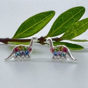 Ohrstecker 925 Silber mit Kristall Dino Regenbogen