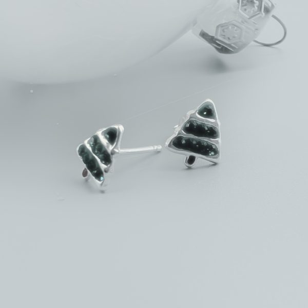 Ohrstecker 925 Silber mit Kristall Weihnachtsbaum dunkelgrün Weihnachten