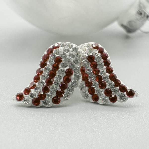 Ohrstecker 925 Silber Kristall Engelsflügel weiß-rot Weihnachten