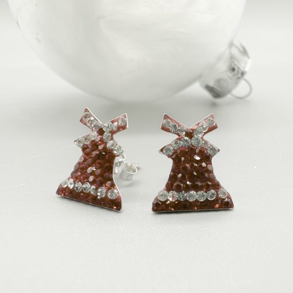 Ohrstecker 925 Silber Kristall Glocke, rot Weihnachten