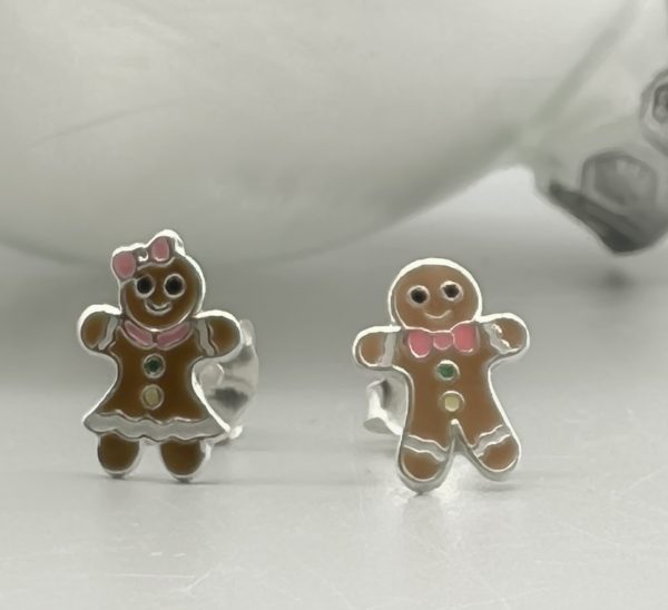 Ohrstecker 925 Silber emailliert Lebkuchenpärchen Weihnachten