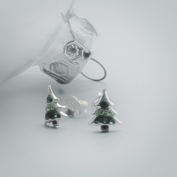 Ohrstecker 925 Silber mit Kristall Weihnachtsbaum dunkel- und hellgrün Weihnachten
