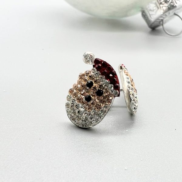 Ohrstecker 925 Silber Kristall Weihnachtsmann, rot Weihnachten