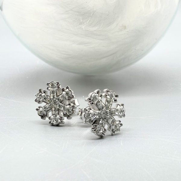 Ohrstecker 925 Silber Kristall Schneeflocke weiß Weihnachten