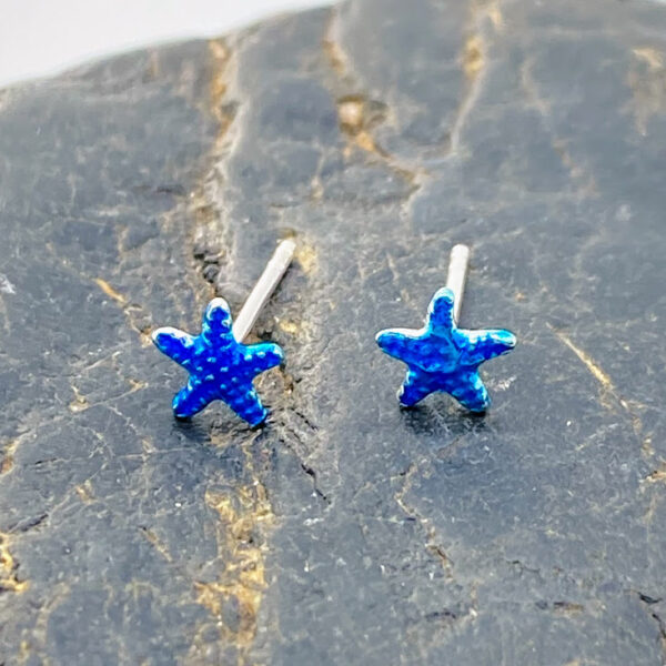 Ohrstecker 925 Silber maritim mini Seestern blau
